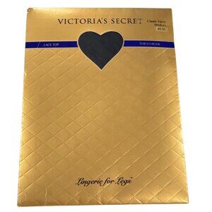 Victorias Secret Lace Top Thigh Highs Classic Navy Medium Hosiery Vintage